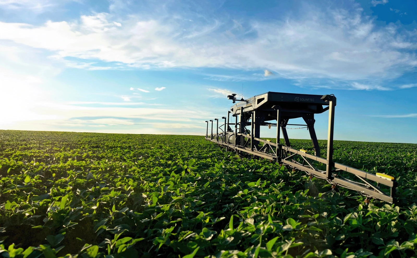 solix sprayer robot in soybean field